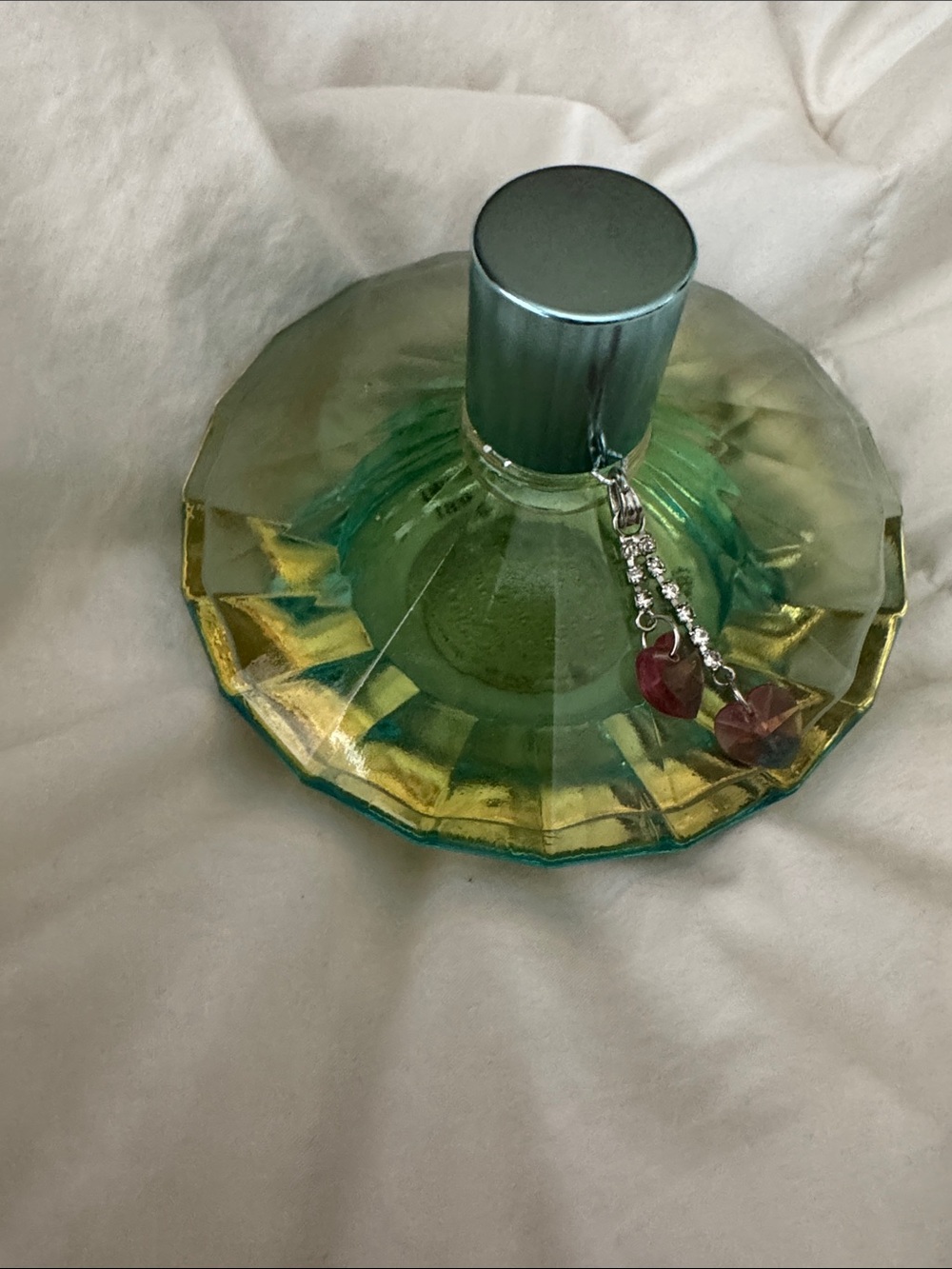 Britney Spears Green Glass Bottle with Charm